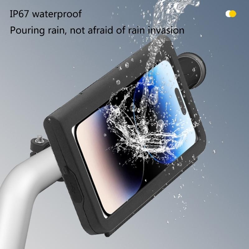 Bike Phone Mount Waterproof, Motorcycle Phone Mount with Aluminum Handlebar Mount Base Touching Screen Phone Case