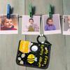 Bees Pattern Washable Baby Memory Book Album with Clear Photo Pocket and Safe Mirror for Capturing Preciously Moment