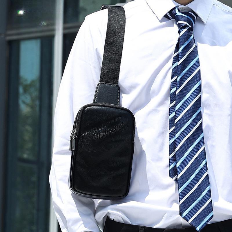 Cross-body Chest Bag Men's Vegetable Tanned Leather Hand Print Casual Shoulder Crossbody Bag Genuine Leather Vintage Men's Chest Bag Men's Bag