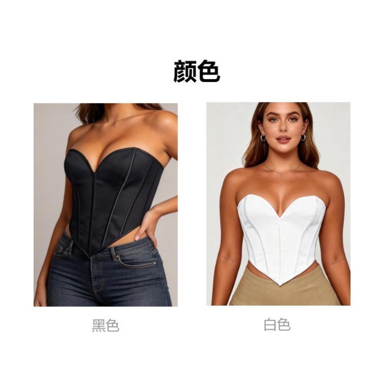 Vintage Print Strapless Boned Corset Tight Waist Shaping Body Shaper