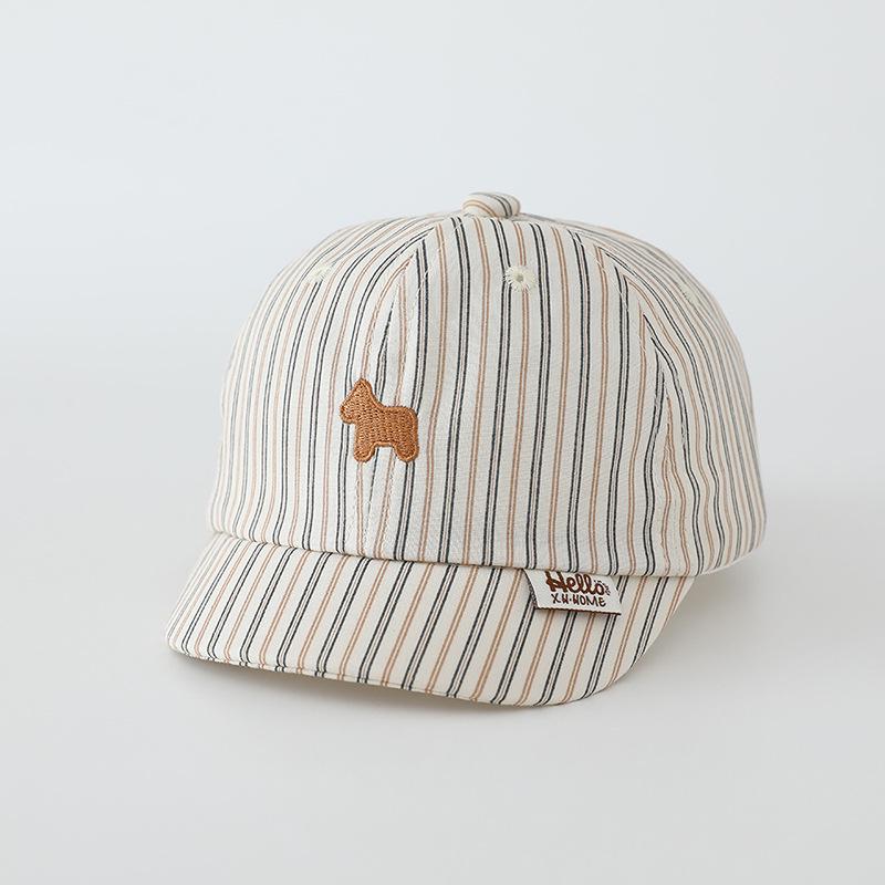 Personalized Striped Puppy Toddler Baseball Cap - Windproof Sun Protection for Spring & Fall