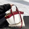 New Leather Basket Handbag Luxury Brand Designer Large Capacity Fashi Simple Ctrast Color Commuter Banquet Shoulder Tote Bag