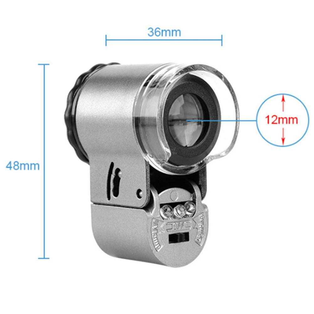 50x Handheld Magnifying Glass Mini Pocket Microscope Loupe With Led Uv Light Jeweler Magnifier For Currency Detection