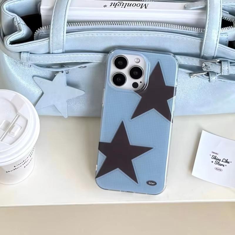 

Чехол для телефона Ins Tow с узором из фиолетово-синих звезд для iPhone 17 Air 16 Pro Max 15 14 Plus 13 12 11 Pro, противоударная силиконовая задняя крышка iPhone 16
