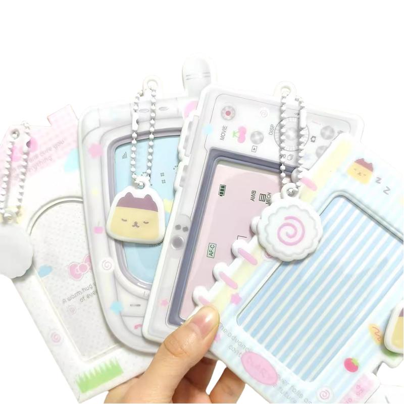 Cartoon Mobile Phone Camera Shaped PVC Card Holder Kpop Idol Photocard Protection Cover Korean Ins Photo Storage Case Pendant