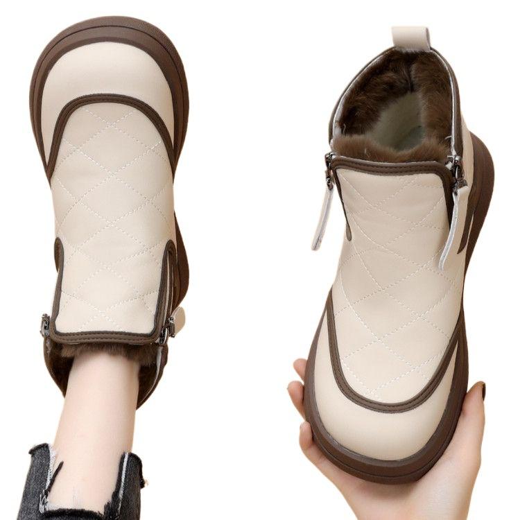 Large Size Women's Shoes 35-43 Wide Fat Feet 41 Warm Snow Boots Women's New Winter Velvet Thickened Mother Cotton Shoes