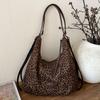 Fashion retro backpack women's 2025 new large-capacity leopard print tote bag commuter shoulder bag to work