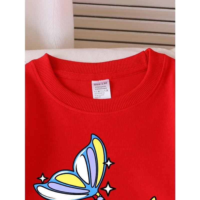 Girls' Soft Crewneck Sweatshirt Mermaid Wish Star Print Design with Cute Creative Print, Casual All-Match for Fall Winter, Ideal Holiday Present