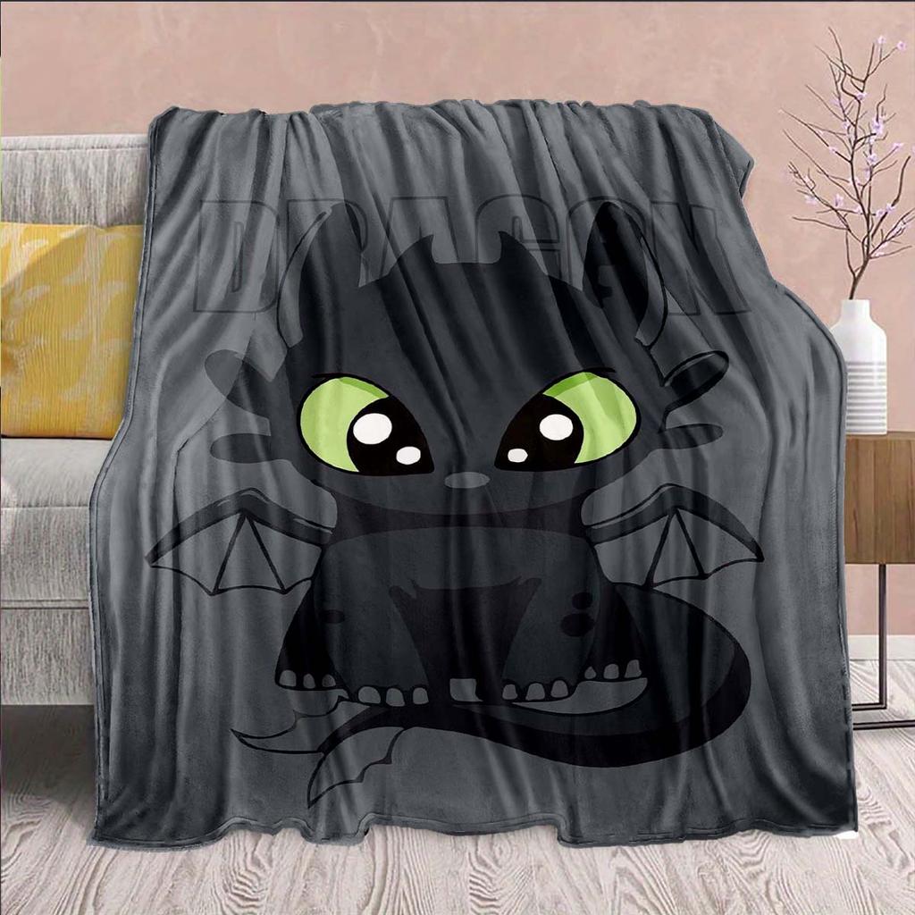 Black Dragon Stylish Flannel Blanket Dark Fantasy Dragon Soft Warm Cozy Throw Decor -QJY