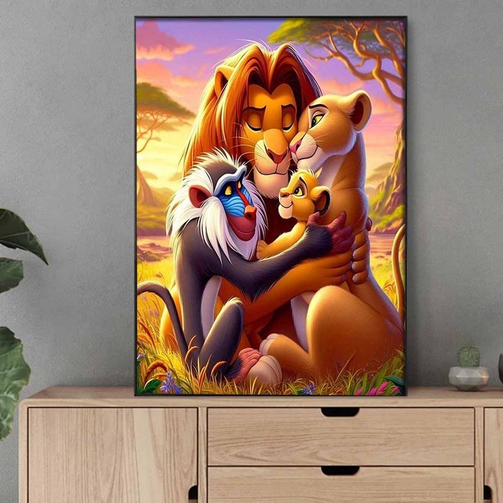 DIY Diamond Painting The Lion King Family Cross Stitch Kit Mosaic Art Diamond Painting Full Circle Diamond Home Decoration