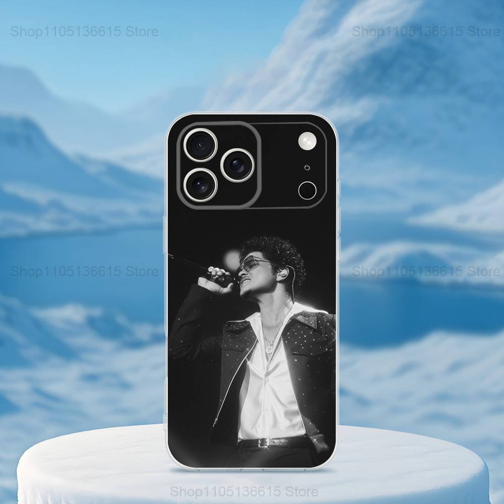 Cool B-Bruno M-Mars Singer Case For iPhone X,XS,SE,12,15,Pro,17,Plus,11,Max,13,XR,14,16,Mini,Transparent Soft Cover