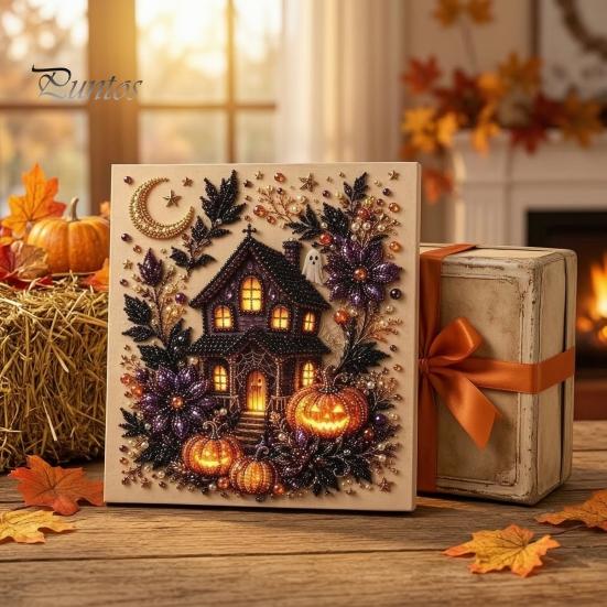 Artisanat Créatif Halloween Perles Bijoux Kit Perles Imitation, Kit Peinture DIY Citrouille Fantôme Ensemble d'Artisanat 3D pour Adultes, Murs Faits Main Idées Cadeaux Créatifs pour Fêtes