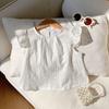 Girls Summer White Embroidered Short Sleeve Blouse Cute Flutter Sleeve Princess Shirt Baby Fashion Top