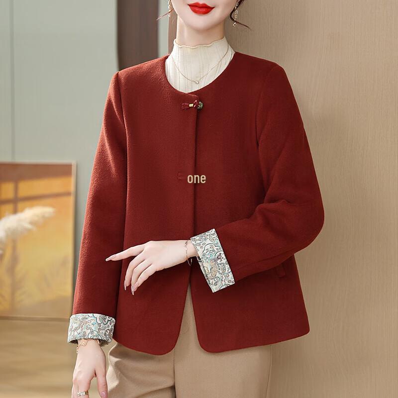 

Xuexi Elegant New Chinese Style Wool Blend Coat for Middle-Aged Women 3XL