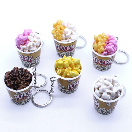Creative Simulation Popcorn Bucket Keychain Mini Snack Cup Key Ring Pendant Gift