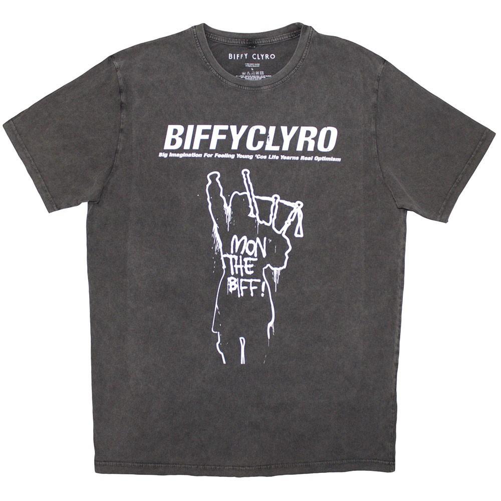 Men s Biffy Clyro Big Imagination Stone Wash T-shirt Small Charcoal Grey S
