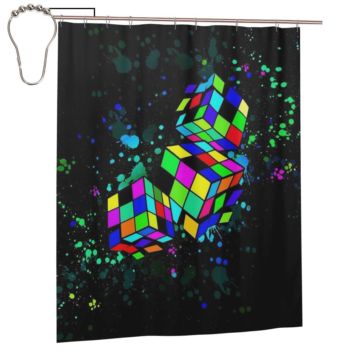

Rubix Rubiks Rubics Shower Curtain Bathroom Polyester Waterproof Bath Curtains With Hooks W60H190(CM)-1 Pcs