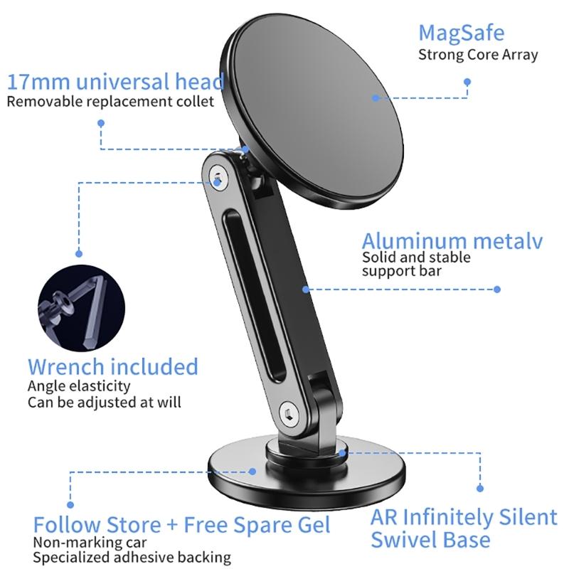 Car Mount Phone Holder Angle Adjustable Phone Support Holder for 15 14 Magnetic 360° Rotation Navigation Holder