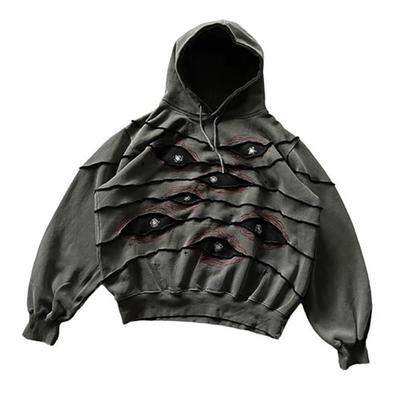 European and American Street Dark Glasses Retro Y2k Hoodie Patchwork Embroidered Loose Pullover Hoodie