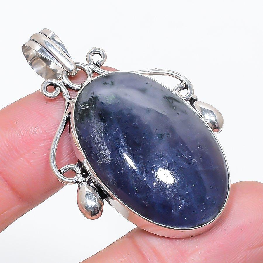 Natural Sunstone In Lolite 925 Sterling Silver Jewelry Pendant 1.97" J8m03