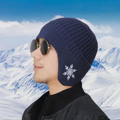 Winter Wool Hat Men's Ear Protection Hat Fleece Thickened Outdoor Warm Windproof Winter Knitting Wholesale Snowflake Models