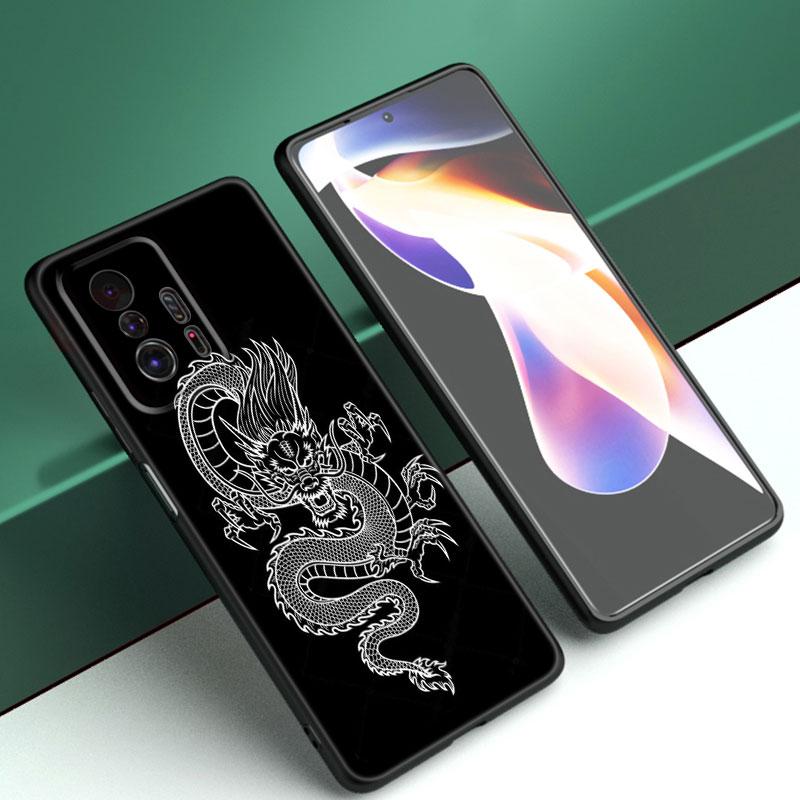 Blume Drachen Telefon Fall Für Xiaomi Mi A2 8 9 SE Hinweis 10 10T 11 12 Lite 9T 11T 12S 12T Pro A3 6X 12X Weiche TPU Schwarz Abdeckung