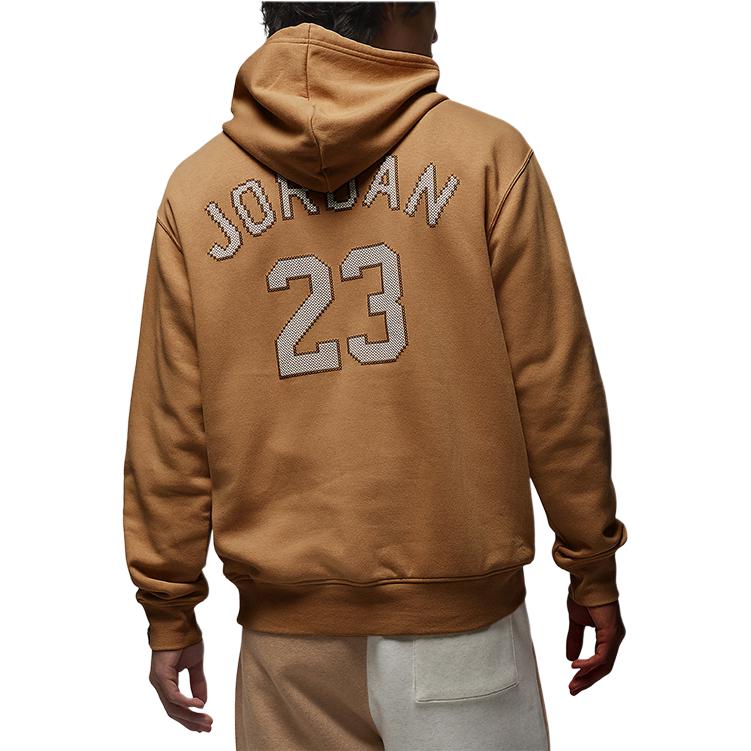 Jordan Essentials Holiday Alphanumerisches Logo Print Lässiger Kapuzenpullover mit langen Ärmeln, Fleece gefüttert, Herren, Braun FD7466-281