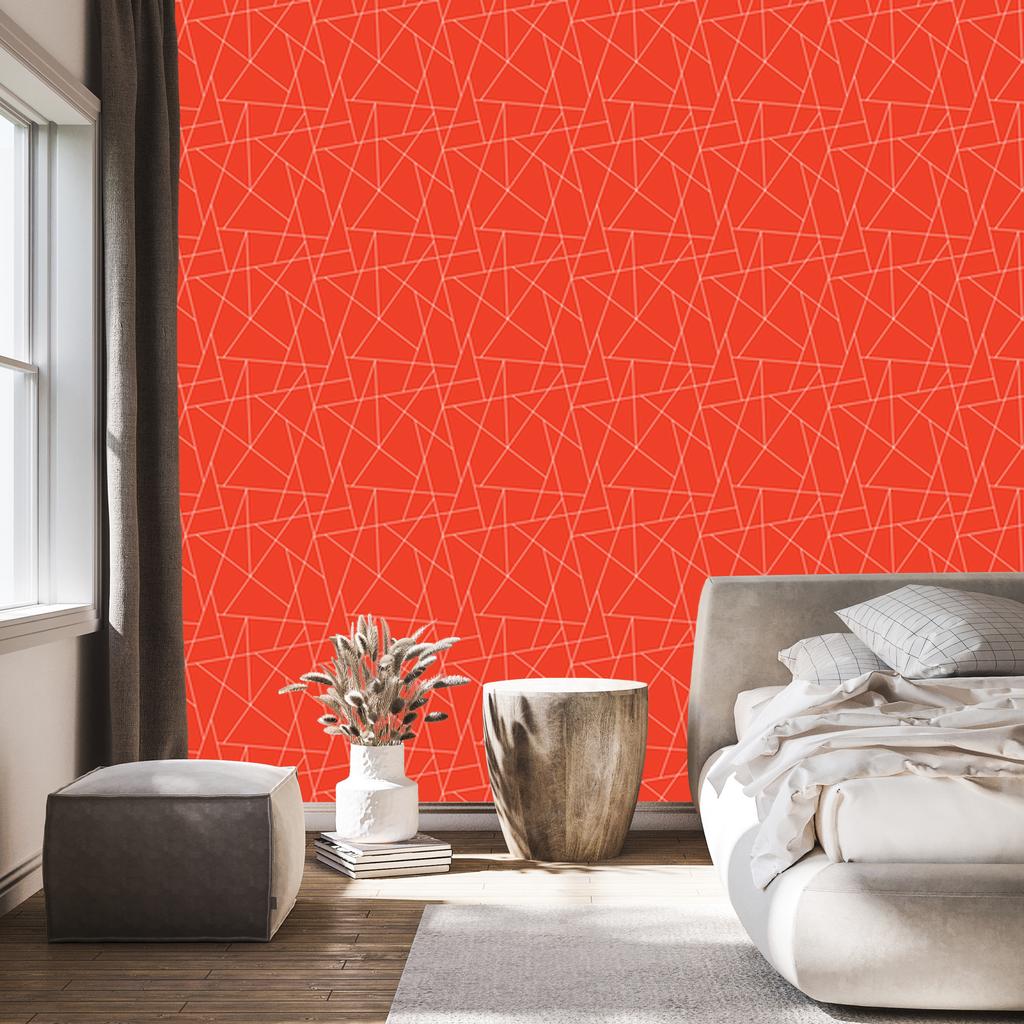 Wallpaper Geometric pattern background red, center red 50x1000