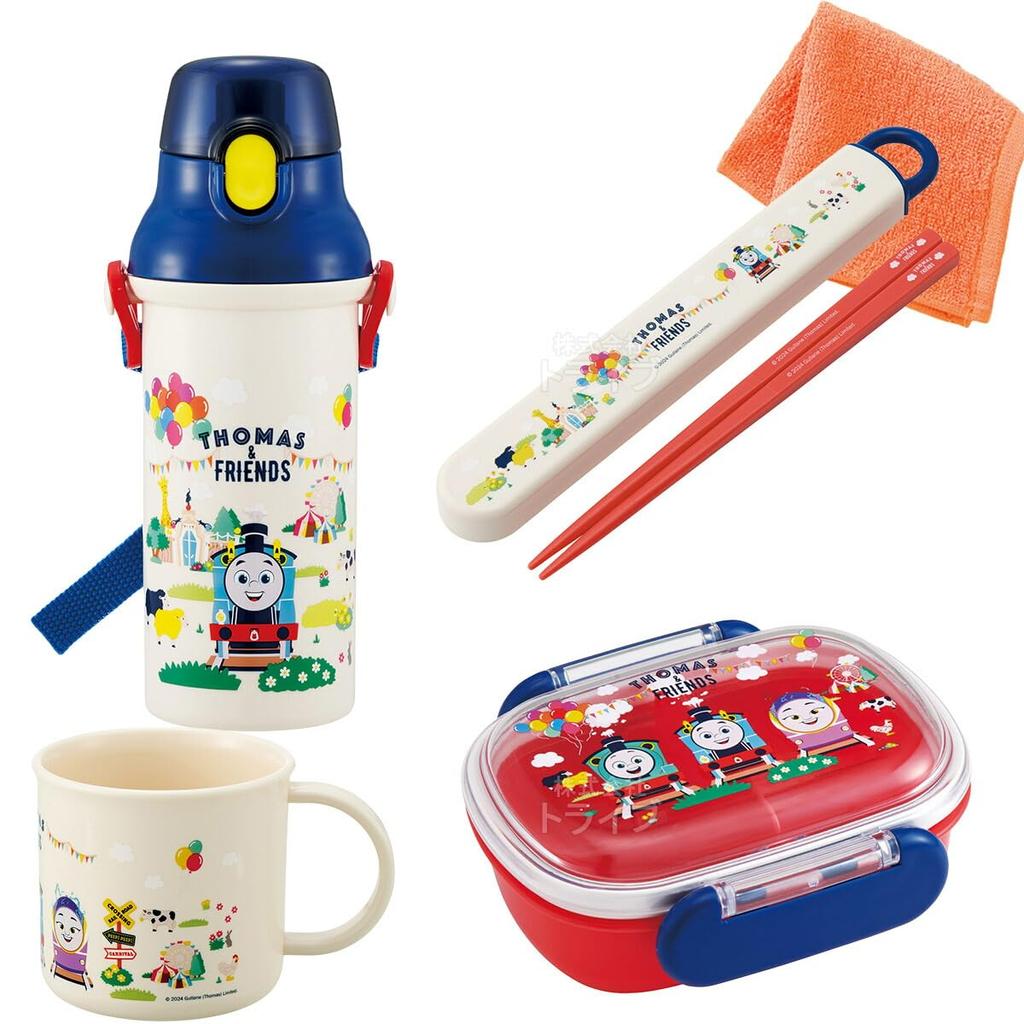 Skater Mini Towel Included Thomas Friends 4 Piece Set Antibacterial Lunch Box with Core 270ml Chopsticks Chopstick Box Cup Plastic Water Bottle & &