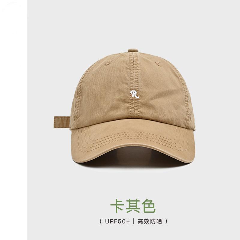 R standard embroidered soft-top baseball cap for women, small face, summer visor hat for men, four-season deep top cap