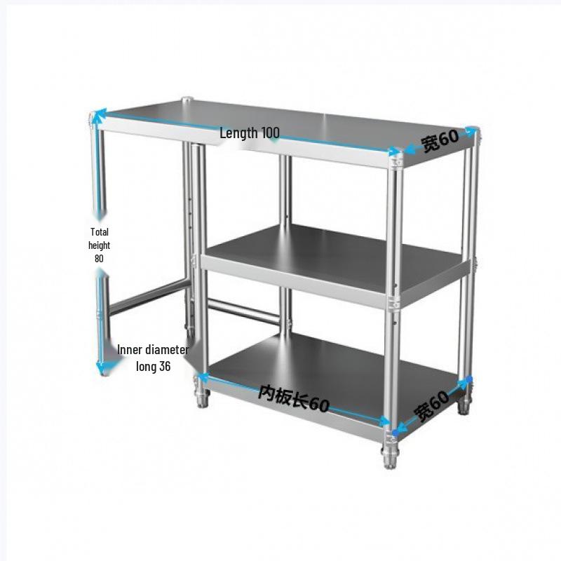 Stainless Steel Three-Tier Kitchen Storage Rack for Gas Cylinder, Stove, and Chopping Board