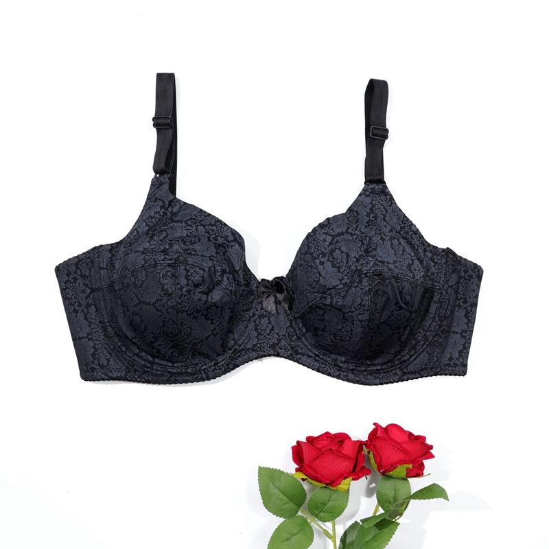 Women French Popular Sexy Bras Full Cup Bow Thin Uplift Bra Print Daily with Wire 3 Hooks Comfortable Lingerie