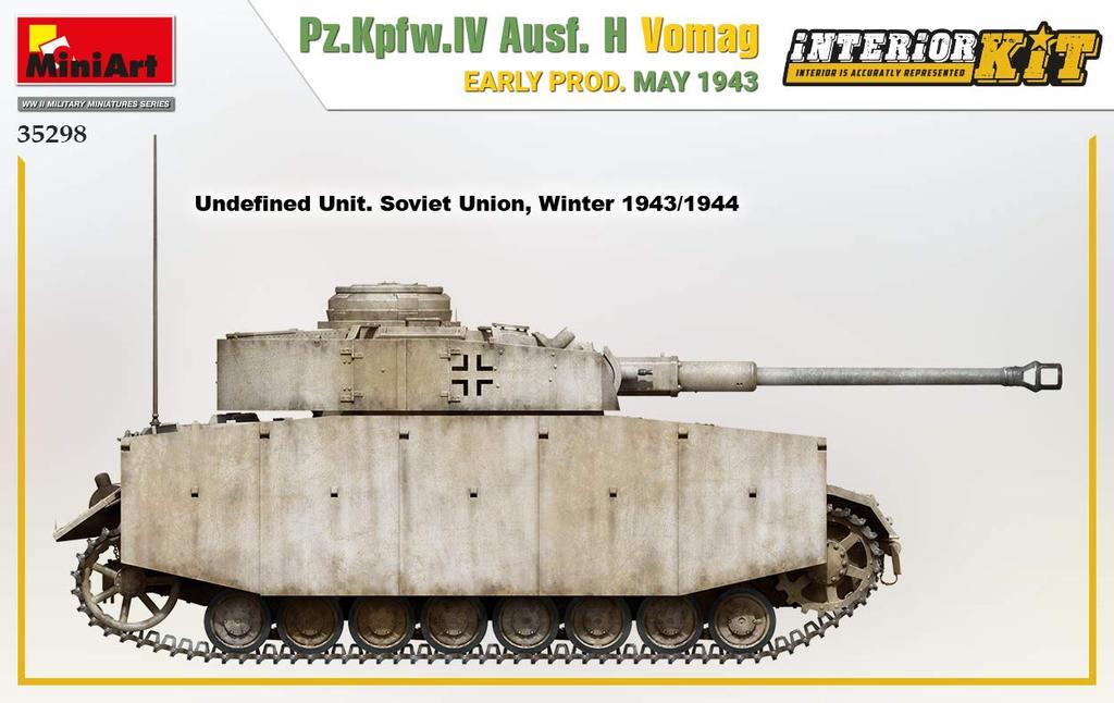 Miniart Scale German Army Panzer IV Vomag Early May Full Plastic Model MA35298 1/35 Ausf. H, Factory, Model, 1943, Interior, Kit,
