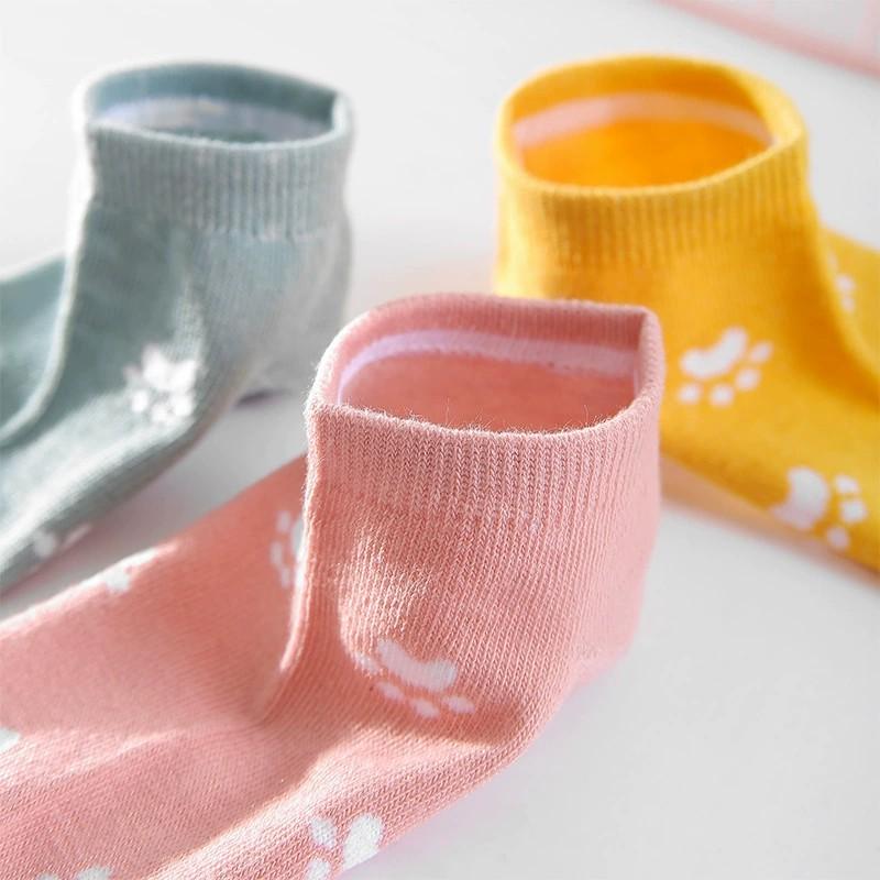 5/10 Pairs Women Cartoon Printed Short Socks Fashionable Little Dog Paw Pattern Summer Sweat Absorbing Breathable Casual Socks