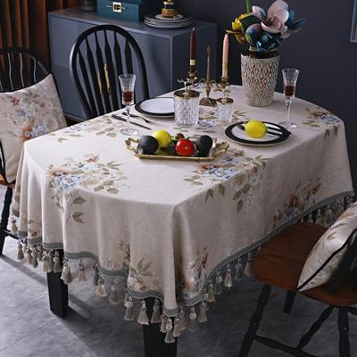 Europe Floral Tassels Oval Table Cover Party Kitchen Coffee Tea Dining Elegant Tablecloth For Table Home Decoration Christmas