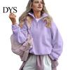Lady Sweatshirt Women Solid Color Collared Sweatshirt, Loose Half Zipper Collar Pullover Top Top, Casual Sports Long Sleeve Outfits for Autumn Winter