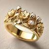Vintage Floral Flower Pearl Wide Band Ring for Women Carved Sculpture Elegant Wedding Stackable Finger Jewelry Gift