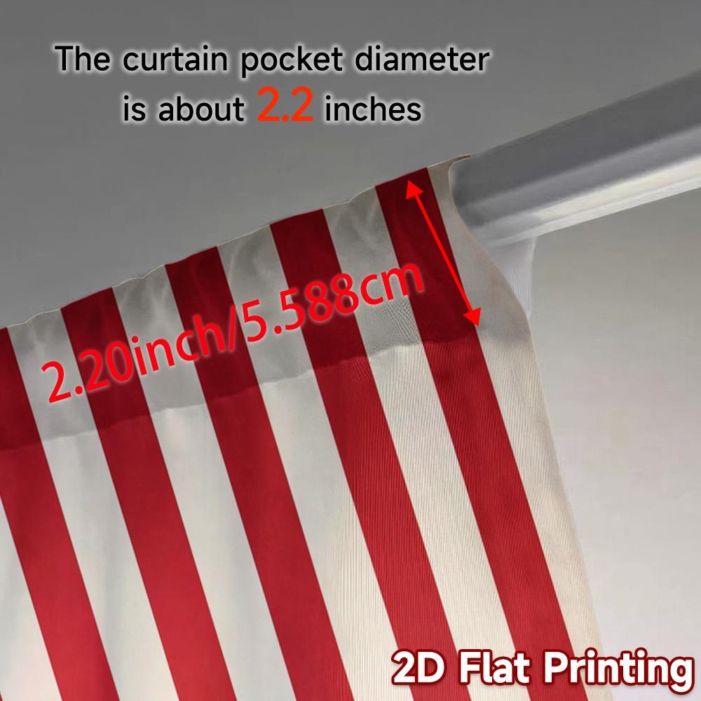 Flat Printing Curtains Without Rod Redwhitestripes Pattern Popular Versatile Polyester Curtain Set Of 2 Made Washable