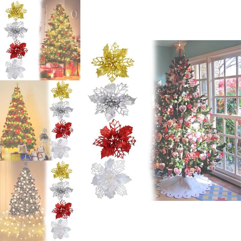 Festive Red And White Artificial Christmas Flowers For Diy Wreaths And Ornaments