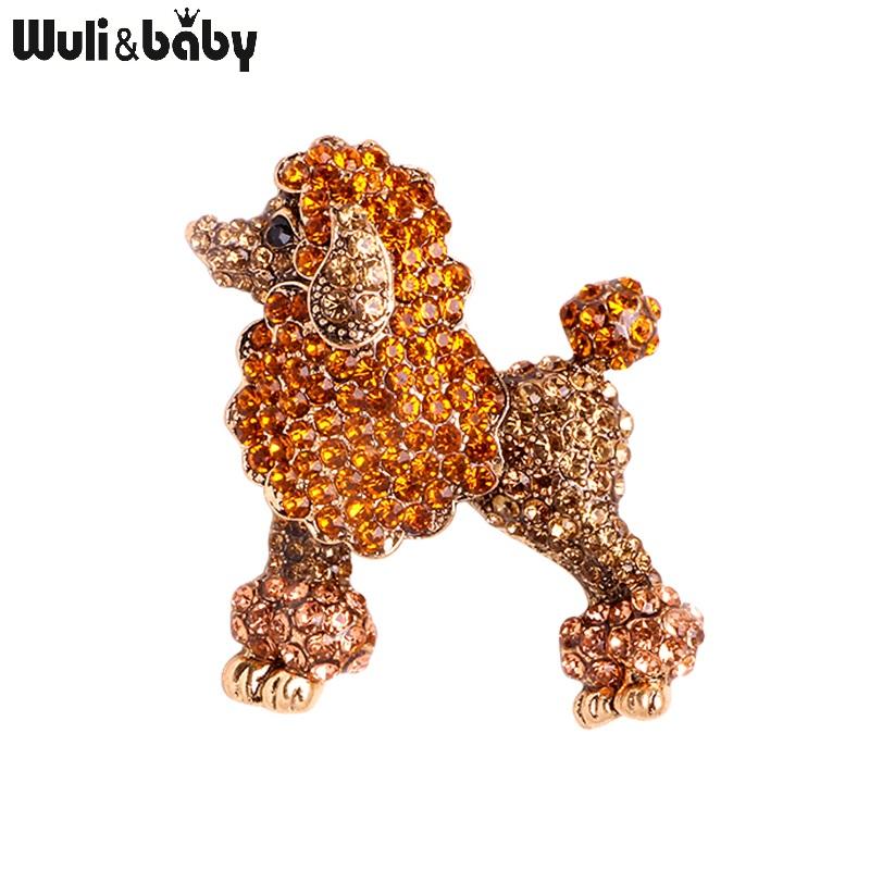 

Wuli&baby Броши-булавки с полными стразами в виде собаки, 2 цвета, значок, ювелирное украшение, подарок