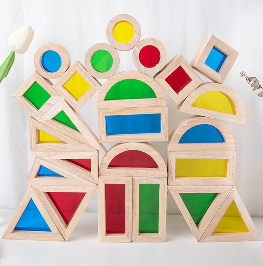 Rainbow Acrylic Building Blocks - Educational & Sensory Toy for Toddlers, Creative & Versatile Stacking Desktop Gifts