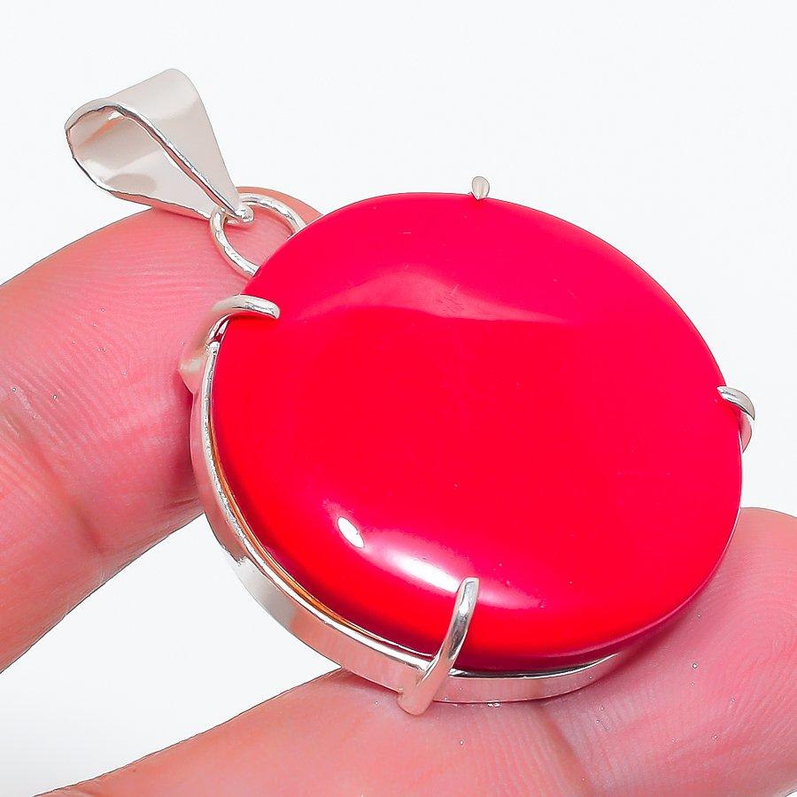 

Подвеска из натурального итальянского красного коралла из стерлингового серебра 925 пробы 1,65 дюйма e2v00