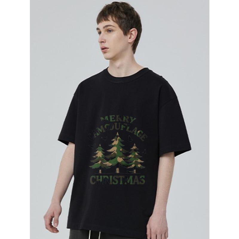 Camouflage Christmas T Shirt Black Merry Camouflage Christmas Tree Pattern for Holiday Season