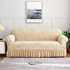 Thickened Elastic Jacquard Ruffle Sofa Cover for Three-Seater, Dustproof and All-Season.