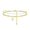 Ankle Bracelets for Women Girls 14K Gold Silver Plated Waterproof Boho Pearl Charm Beaded Foot Chain Dainty Summer Beach Jewelry