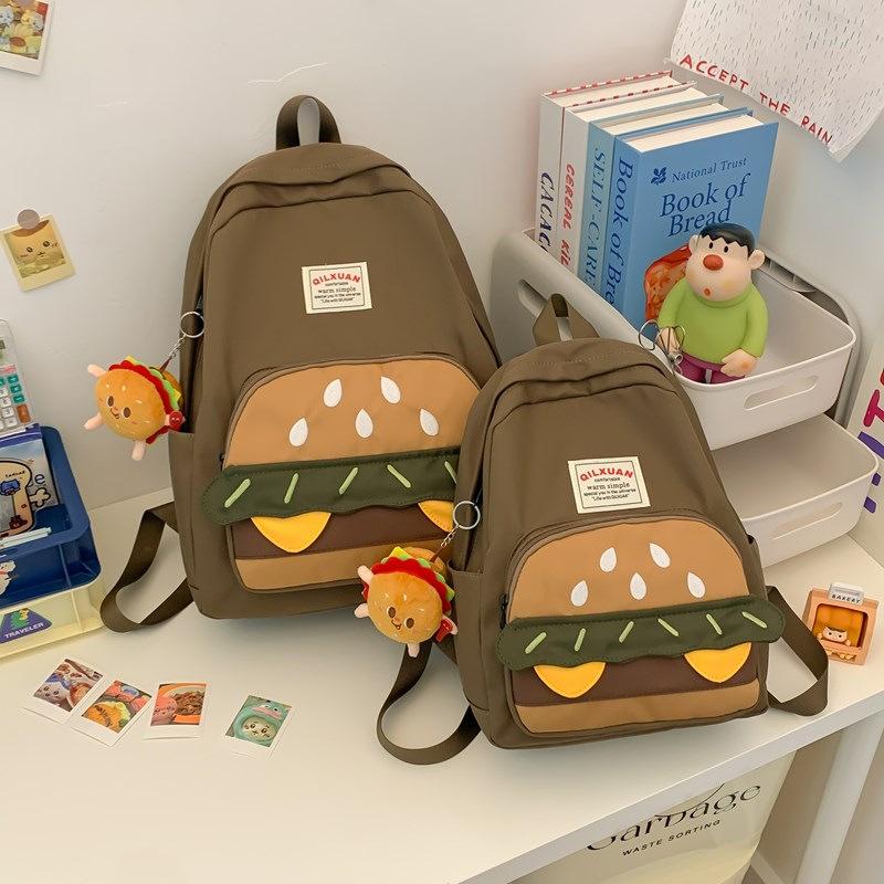 Schoolbag Schoolbag Women's Burger Niche Design Cute Personalized Backpack Large Capacity High Value Multi-compartment Versatile Backpack