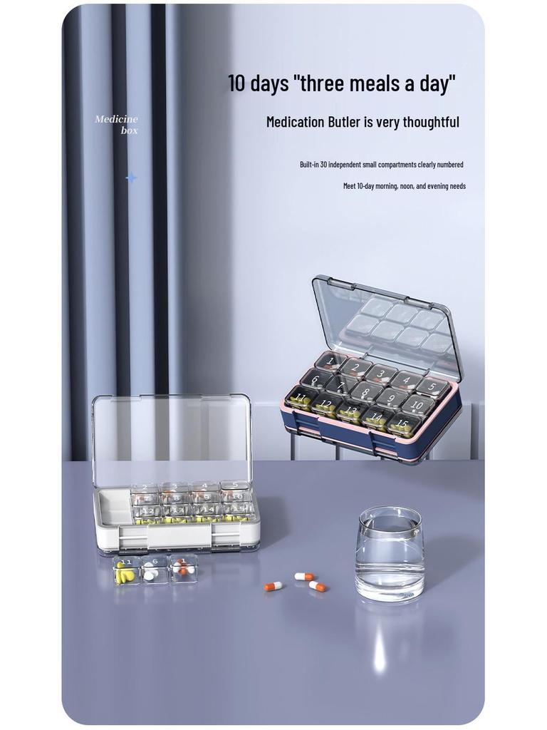 Large Capacity 30-Day Portable Pill Organizer and Dispenser