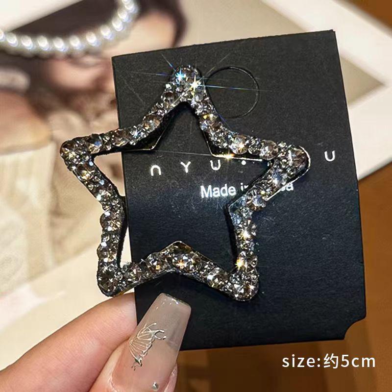 [Rhinestone Star Hair Clips] 2pcs Rhinestone Five-Pointed Star Hair Clips | Back-of-the-Head Bangs and Side Bangs Clip