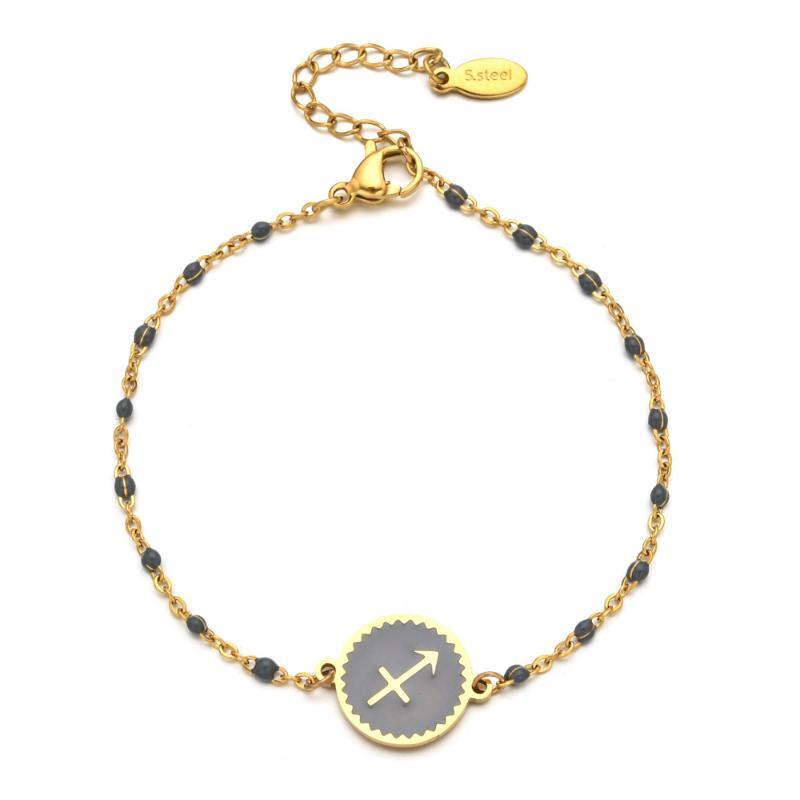 Stainless Steel Chain Zodiac Sign 12 Constellation Bracelet Charm Gold Color Chain Bracelet For Women Birthday Jewelry Gifts