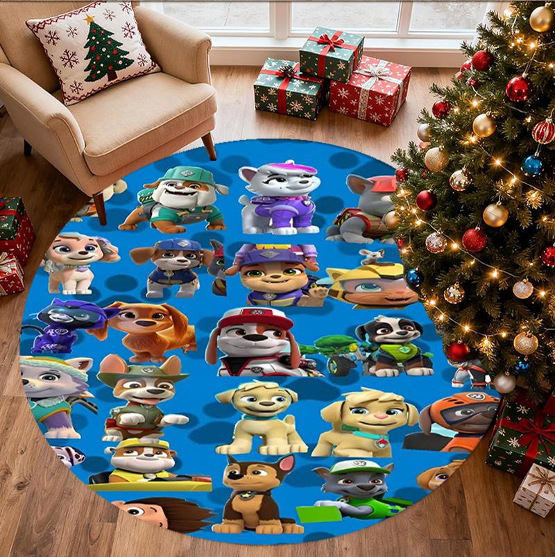 PAW Patrol Pattern Round Rug, Indoor/Outdoor Mat, for Picnic, Gameroom, Bedroom, Office, Living Room, Home Decor Carpet, Birthday Gift